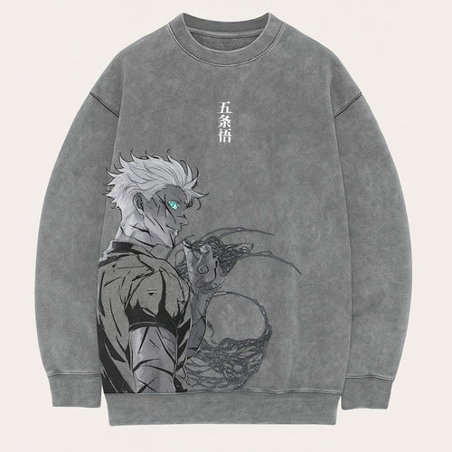 Anime Gojo Printed Pullover Crew Neck Sweatshirt