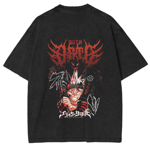 Asta Clover Anime Double Printed Vintage Washed Tee Unisex