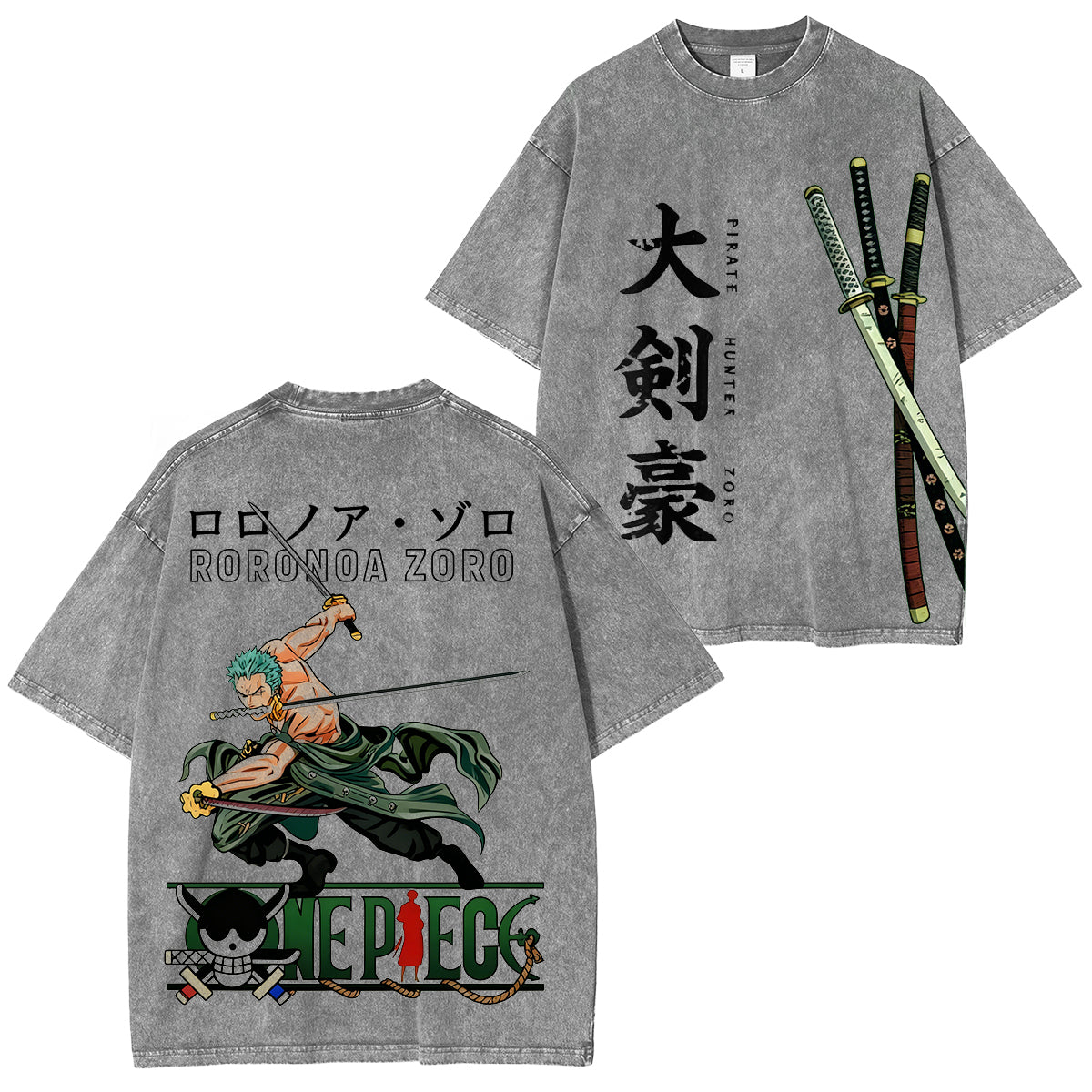 One Piece: Pirate Hunter Zoro Green Vintage washed T-shirt/Crewneck/Hoodie