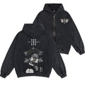 Akaza,Demon Slayer Unisex Washed Zip Up Hoodie