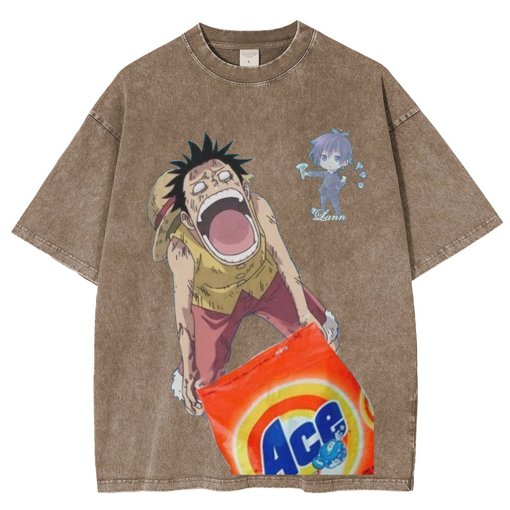 One Piece ACE Laundry Detergent Fun Fan Creation Vintage Washed T-shirt/Crewneck/Hoodie