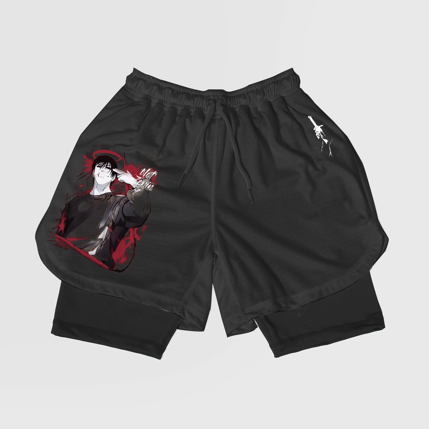 Jujutsu Kaisen-Breathable Mesh Fabric Inspired Gym Shorts with Liner