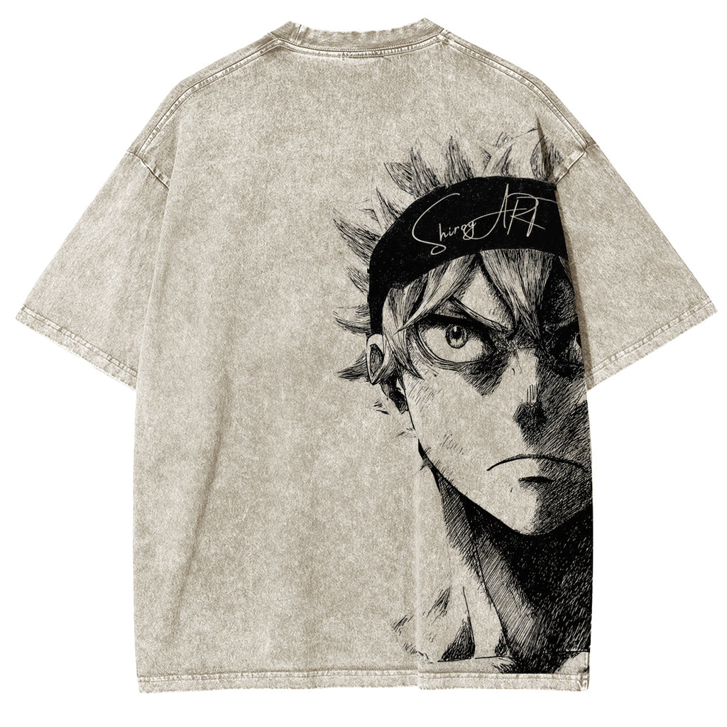 Black Clover Anime Double Printed Vintage Washed Tee Unisex