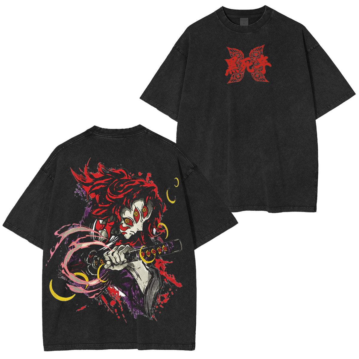 Kokushibo Demon Slayer Anime Unisex Washed T-Shirt