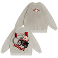 Pochita Chainsaw Man Anime Double Printed Vintage Unisex Washed Crewneck Sweatshirt