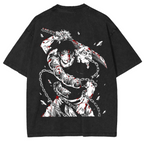 The Sorcerer Killer "Toji Fushiguro" Jujutsu Kaisen Anime Manga Acid Washed Lightweight Oversized Heavyweight Cotton T-Shirts