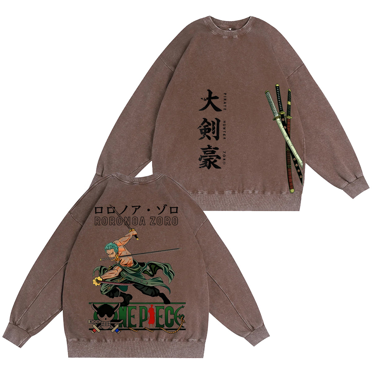 One Piece: Pirate Hunter Zoro Green Vintage washed T-shirt/Crewneck/Hoodie