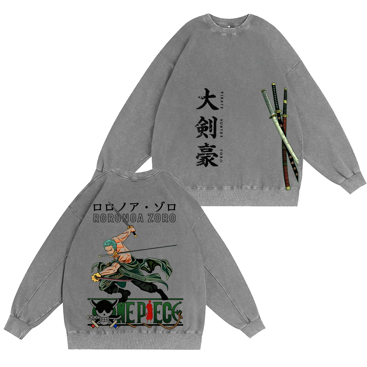 One Piece: Pirate Hunter Zoro Green Vintage washed T-shirt/Crewneck/Hoodie