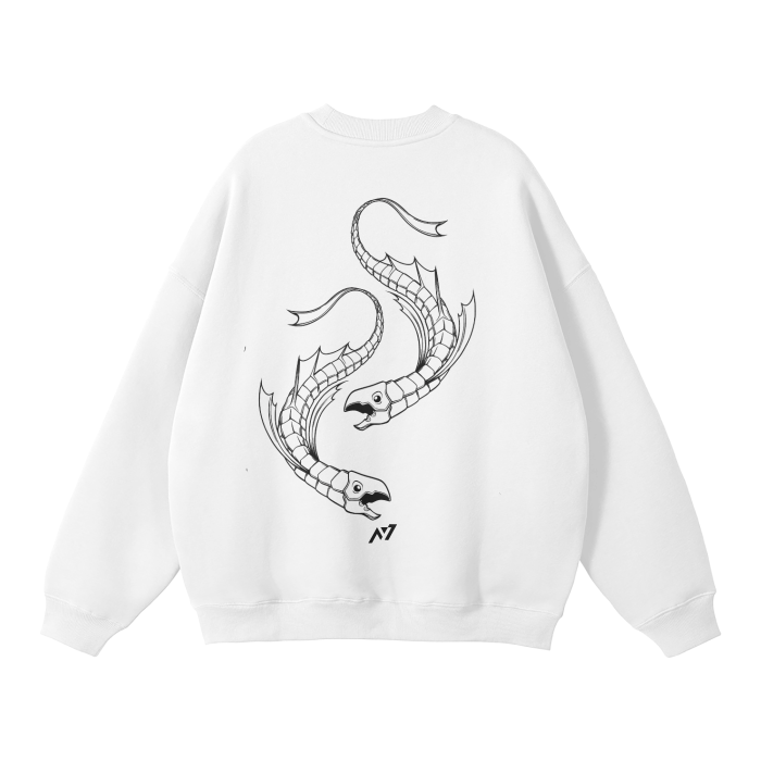 Dark Charisma Fish Streetwear Sweatshirt White