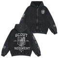Attack on Titan Anime Unisex Washed Zip Up Hoodie