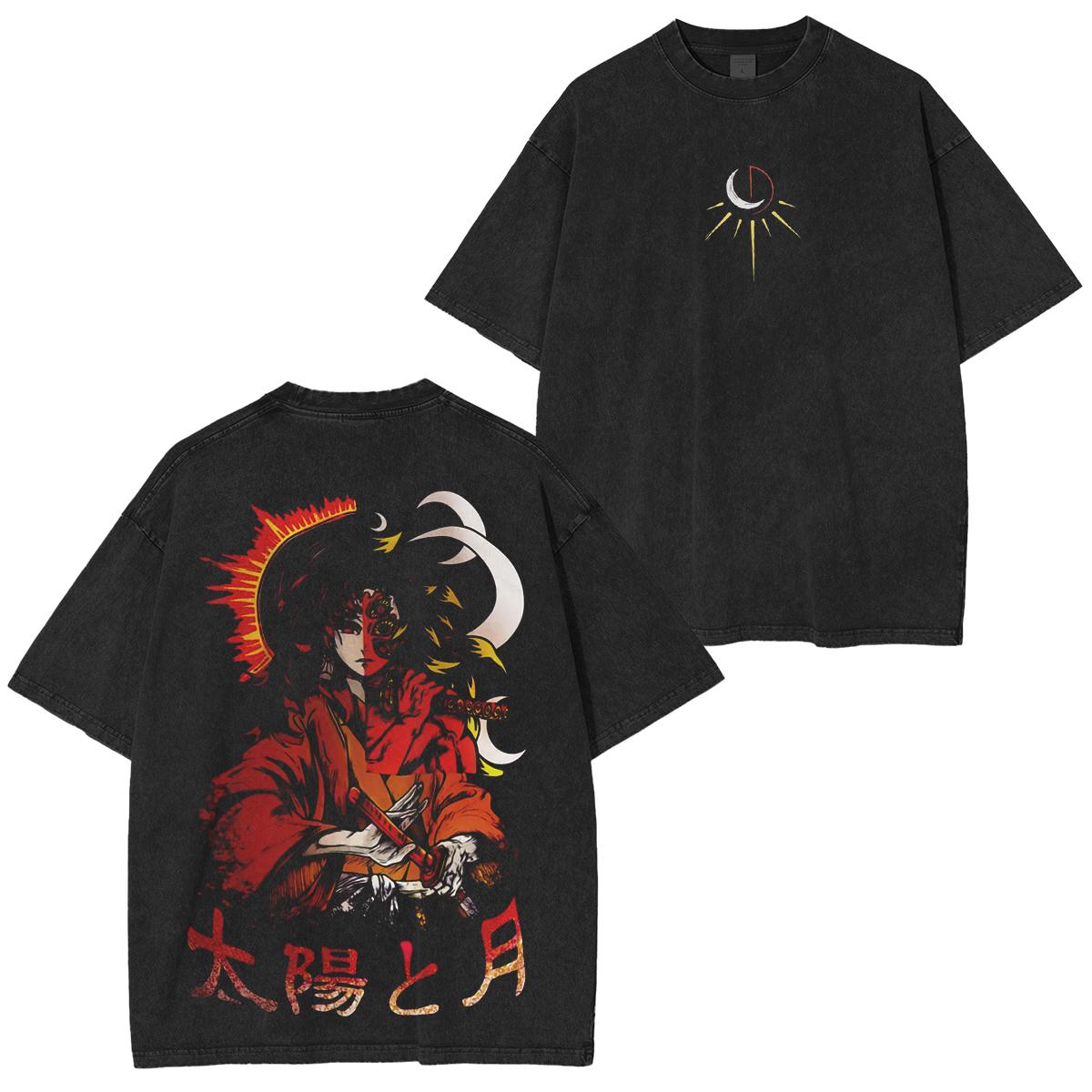 Maglietta Demon Slayer Yoriichi Tsugikuni Hinokami Kagura  Vintage Oversized T-Shirt