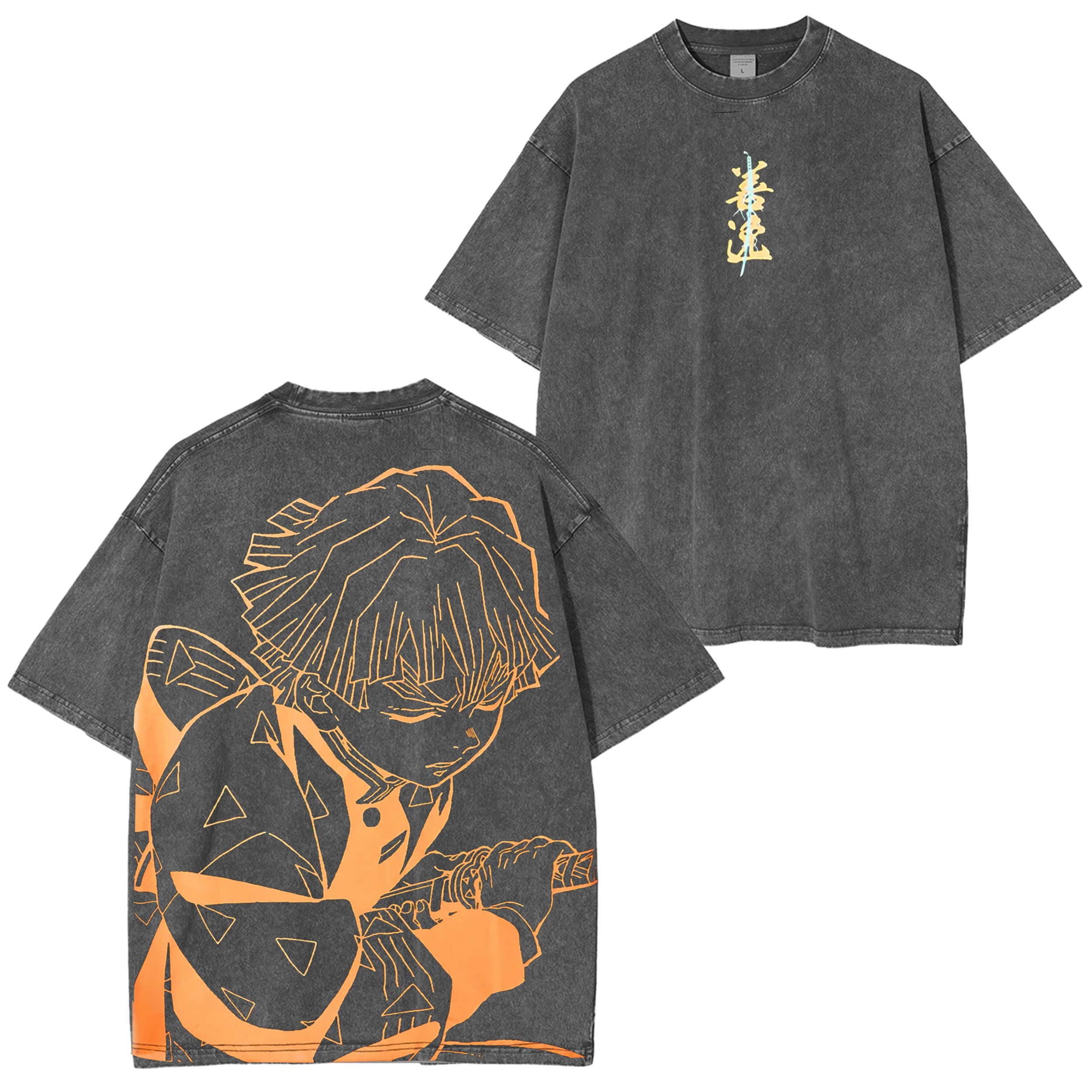 Fashion Anime Demon Slayer Cotton Washed T-shirts