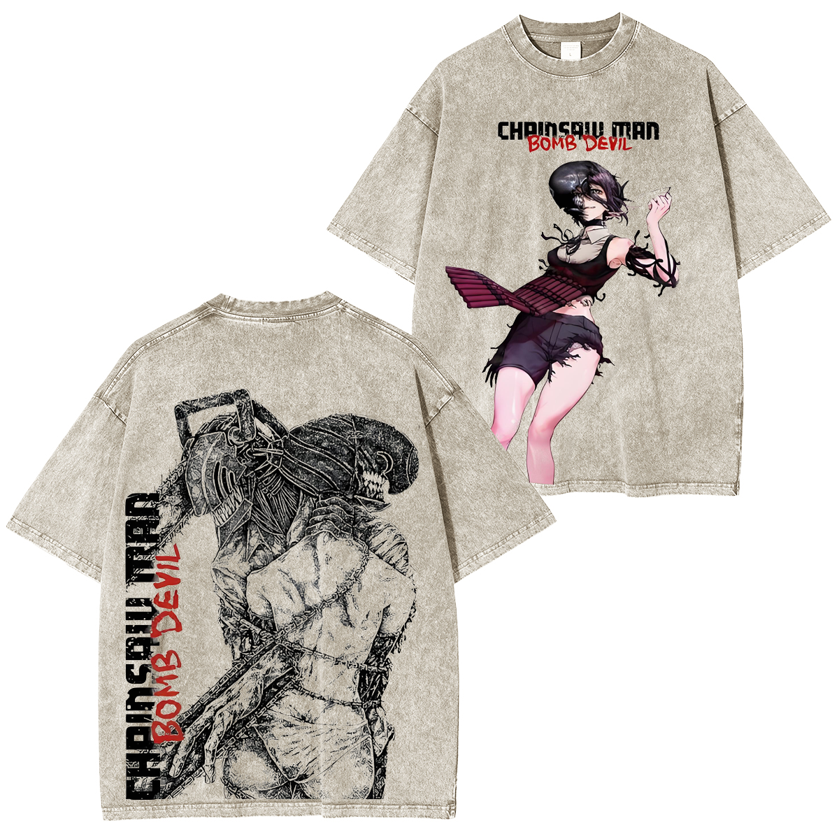 Chainsaw Man Anime Unsiex Washed T-Shirt