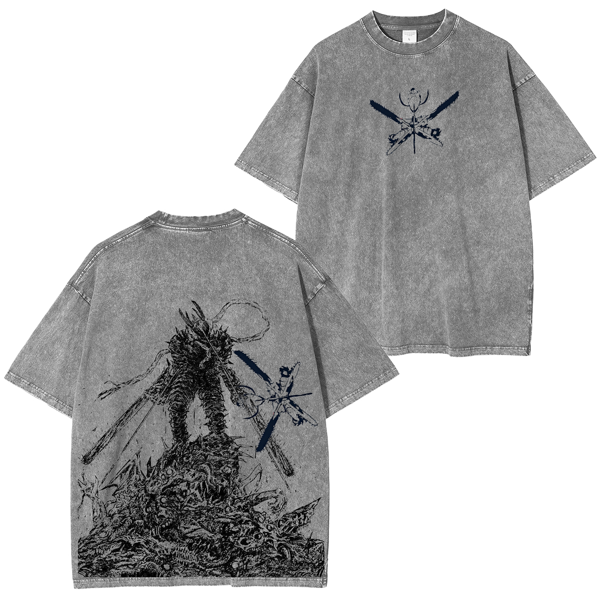 Chainsaw Man Chainsaw pure primal Denji Pochita Devil Villains Washed T-shirt