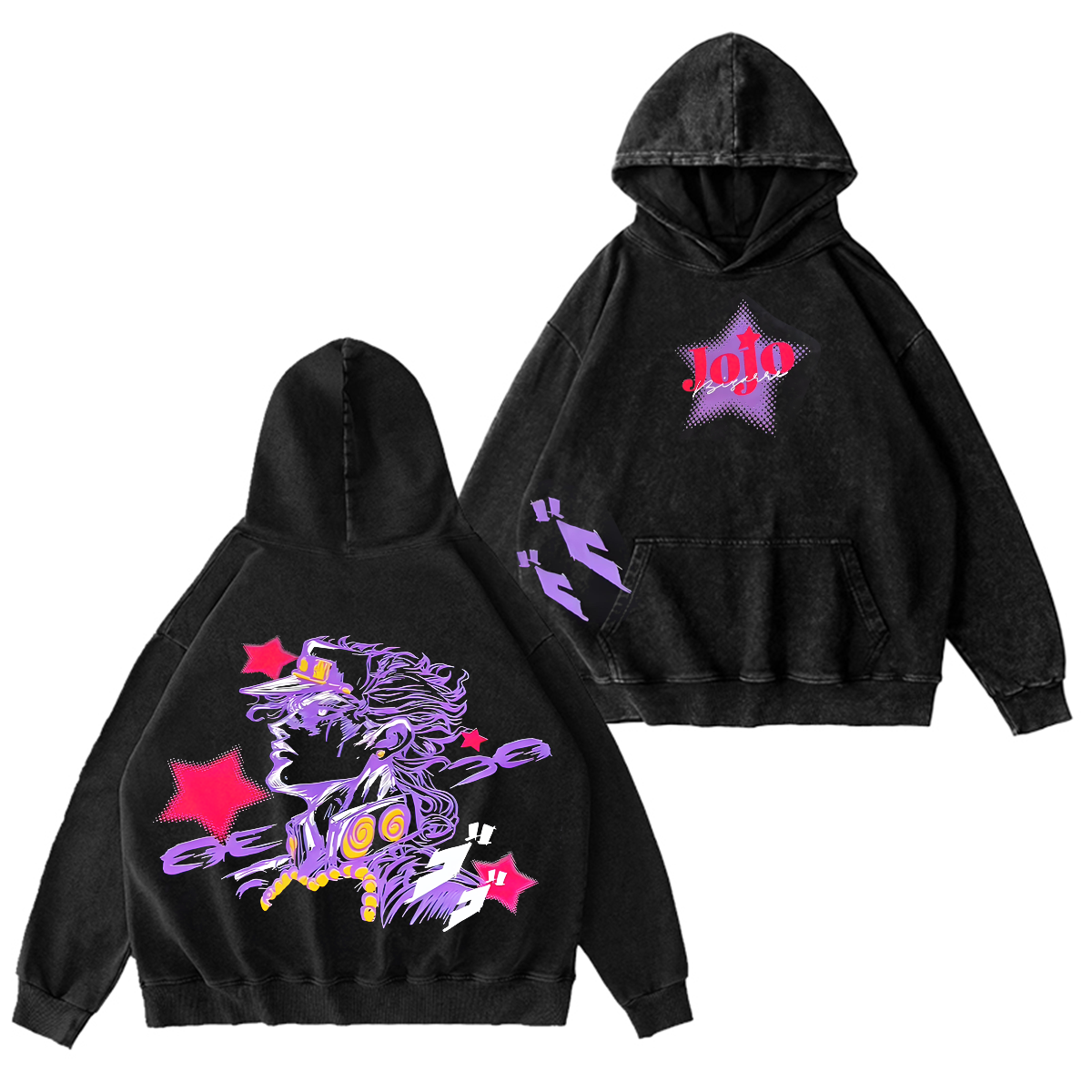 Joestar JoJo¡¯s Bizarre Adventure Double Printed Vintage Oversized Washed T-Shirt/Crewneck/Hoodie