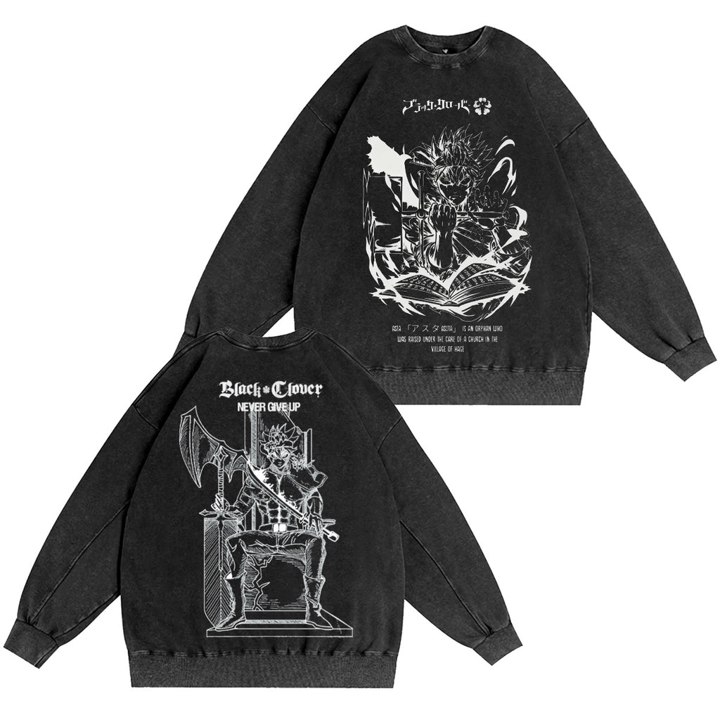 Asta x Black Bulls Black Clover Anime Washed T-shirt/Crewneck/Hoodie