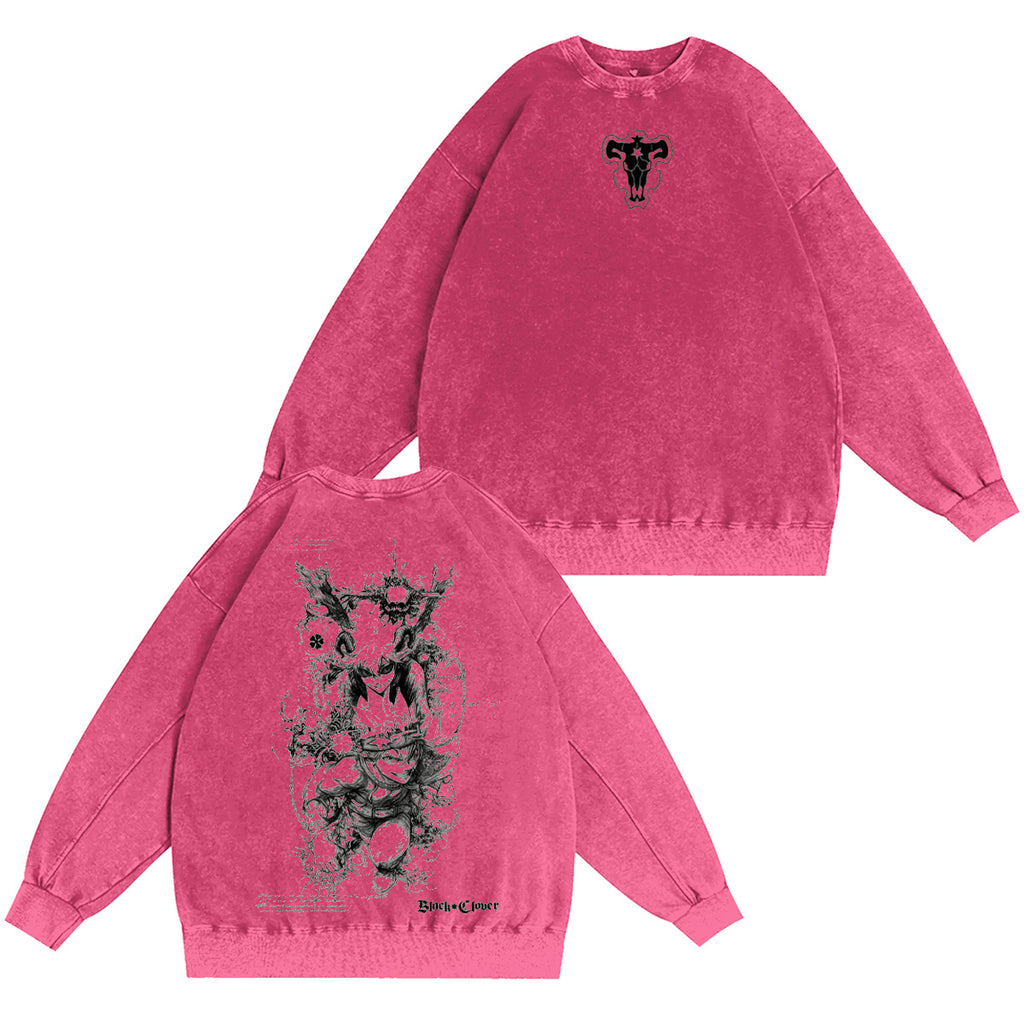 Asta x Black Bulls Black Clover Anime Washed T-shirt/Crewneck/Hoodie