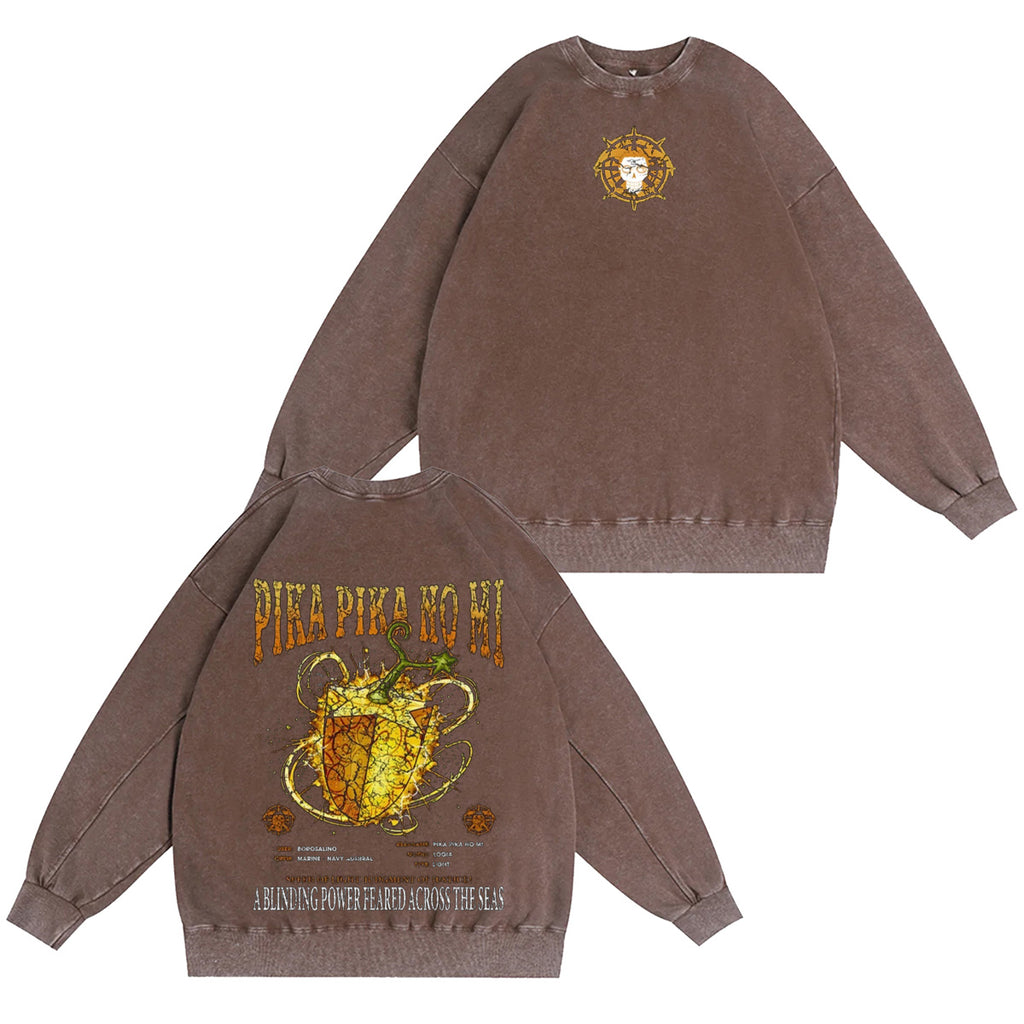 Pika Pika no Mi One Piece Vintage Washed T-shirt/Crewneck/Hoodie