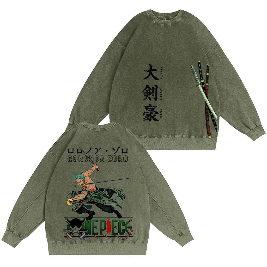 One Piece: Pirate Hunter Zoro Green Vintage washed T-shirt/Crewneck/Hoodie