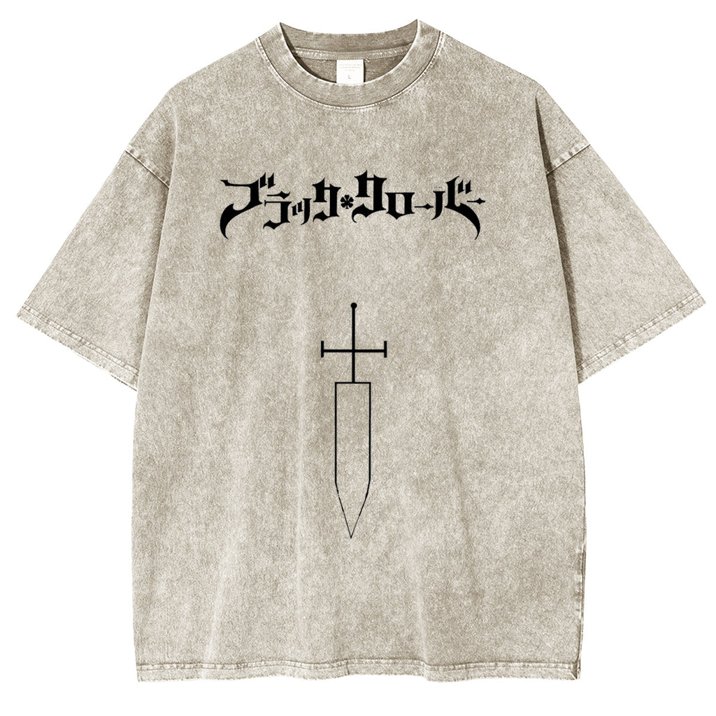 Black Clover Anime Double Printed Vintage Washed Tee Unisex