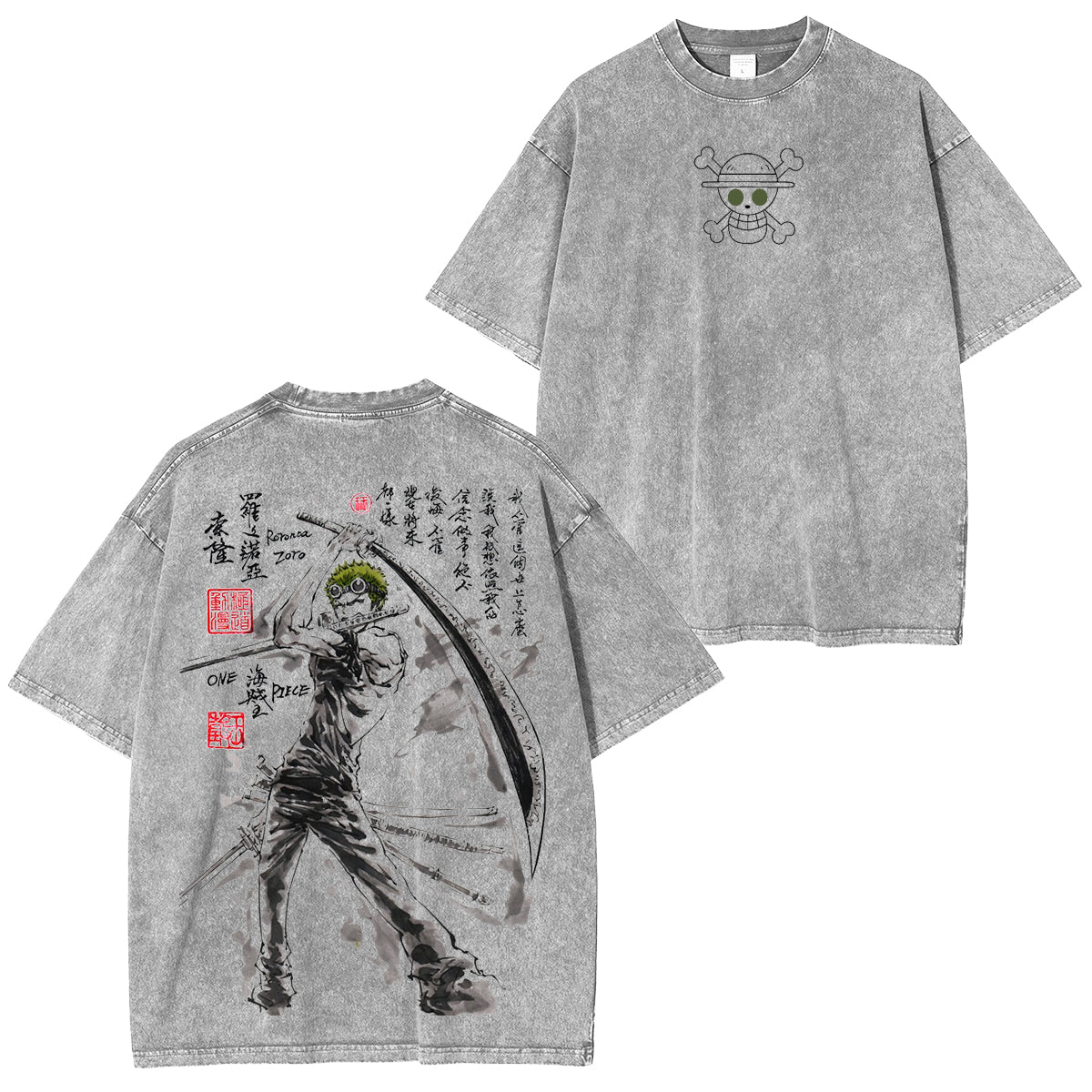 Zoro, One Piece Anime Unisex Washed T-Shirt