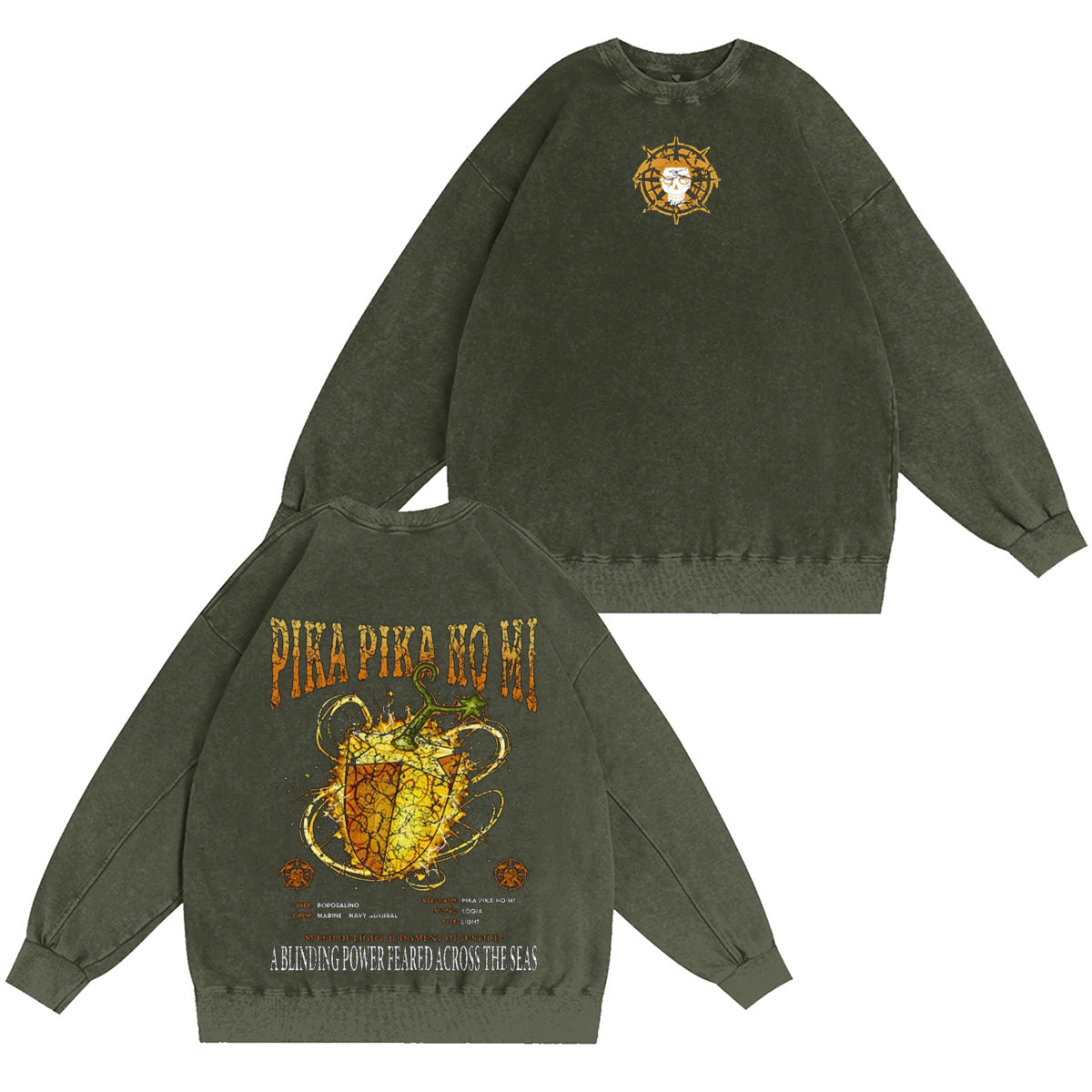 Pika Pika no Mi One Piece Vintage Washed T-shirt/Crewneck/Hoodie
