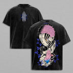Akaza vs Koyuki Washed Oversized Tee ¡§C Demon Slayer Vintage Heavy Cotton Anime T-Shirt