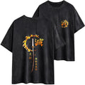 Kyojuro Rengoku Katana 90s Graphic Tee ¡§C Demon Slayer Unisex Black Cotton Blend T-Shirt