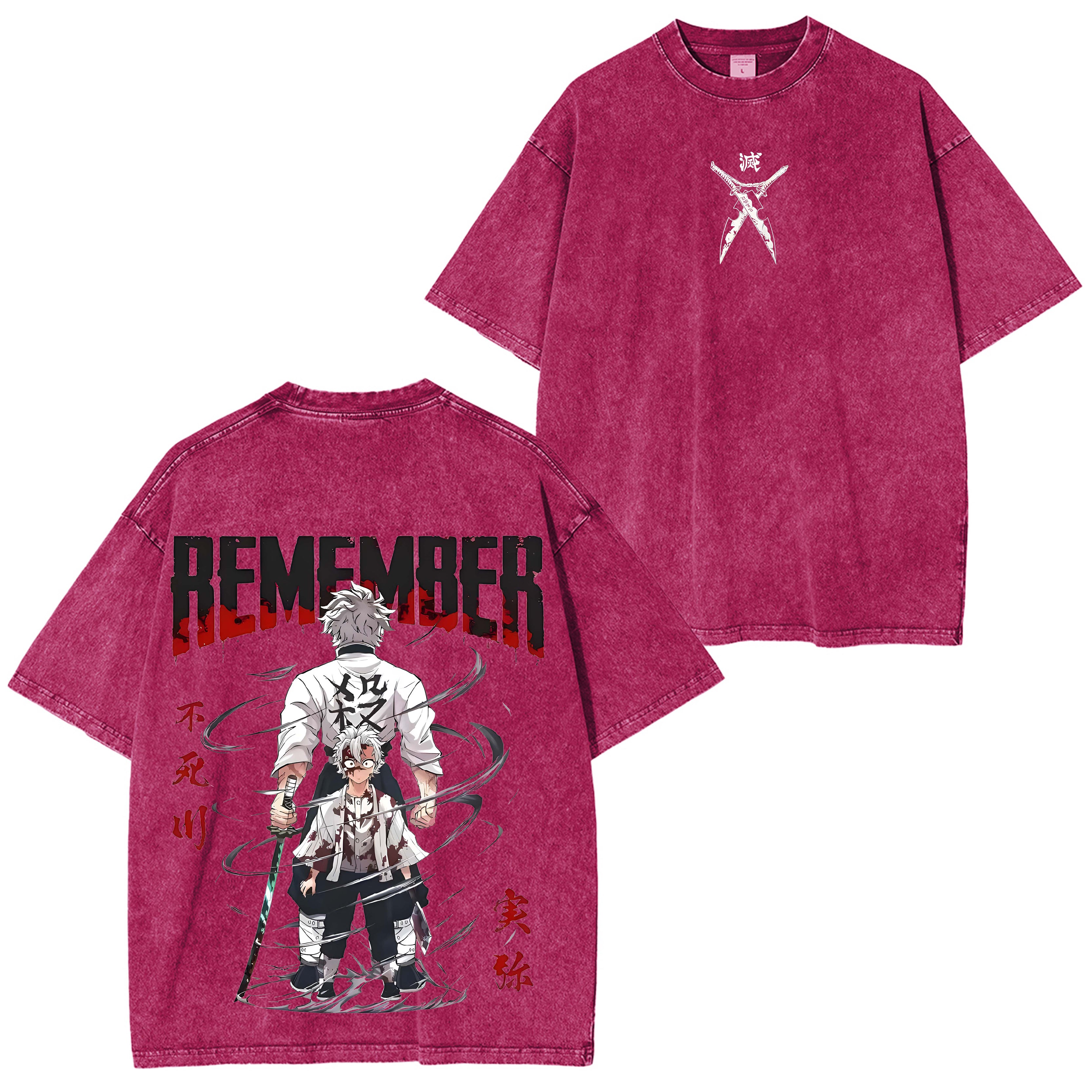 Limited Shinazugawa Sanemi 8.8 Anime Manga Washed Shirts