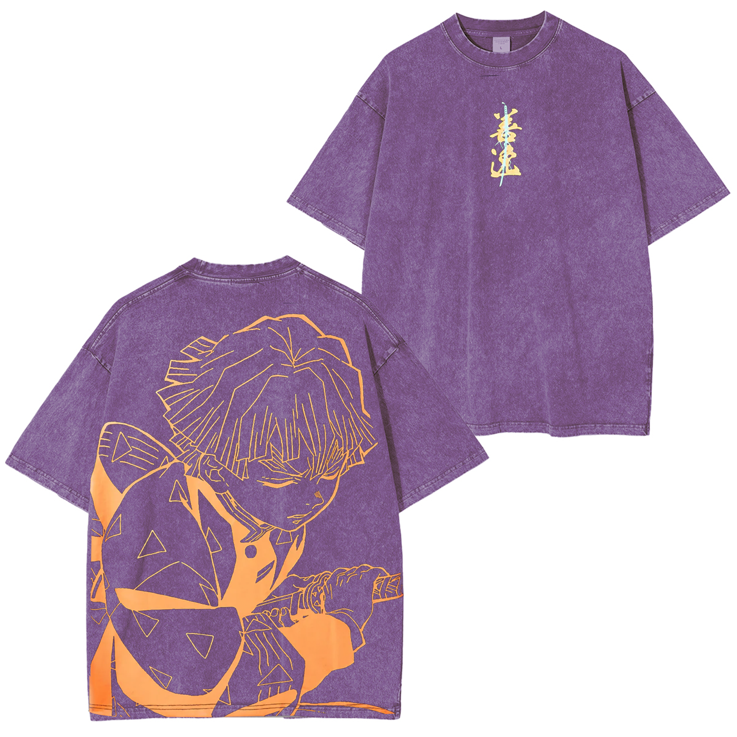 Fashion Anime Demon Slayer Cotton Washed T-shirts