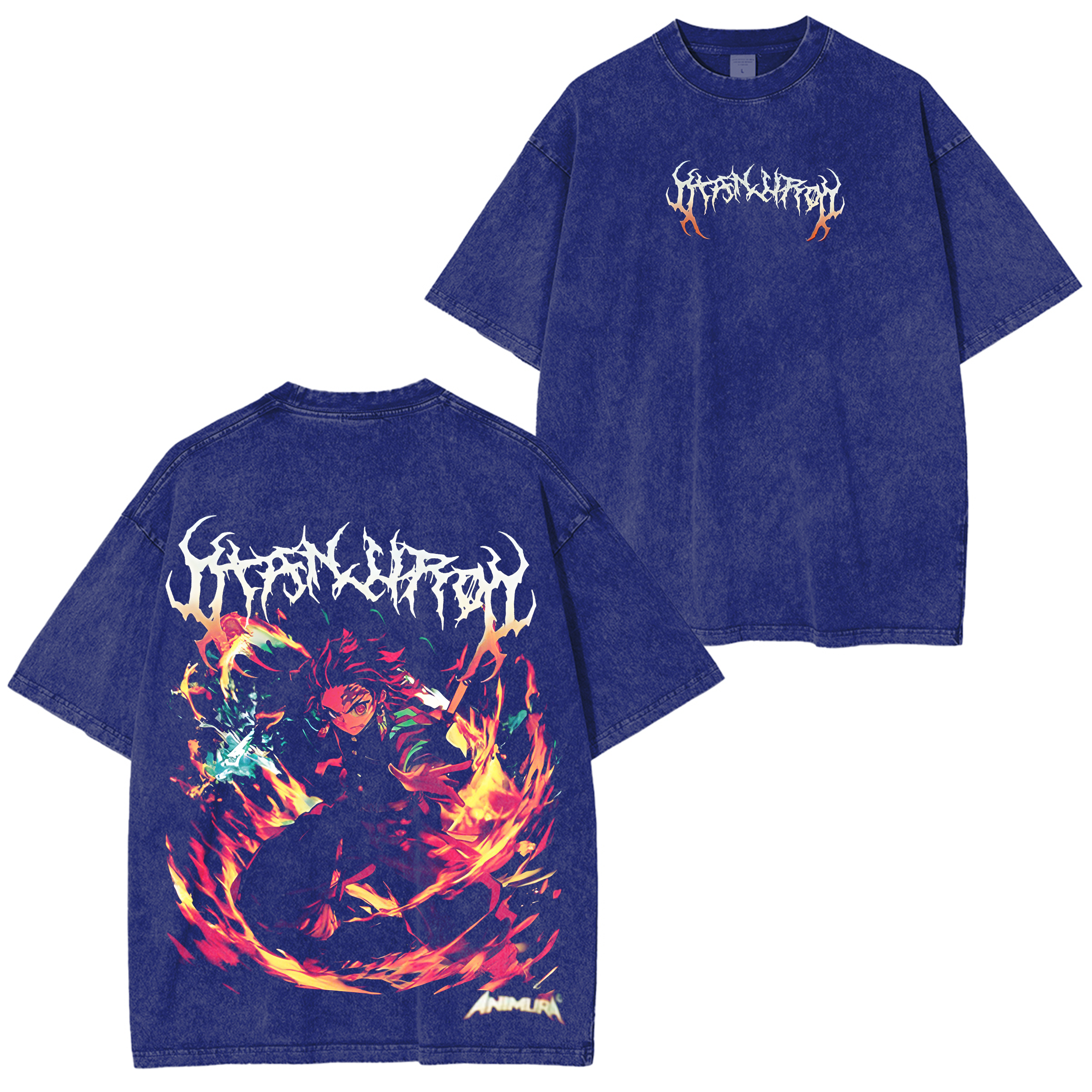 Demon Slayer "Tanjiro" Vintage Unisex Oversize Anime Manga Acid Washed  T-shirts