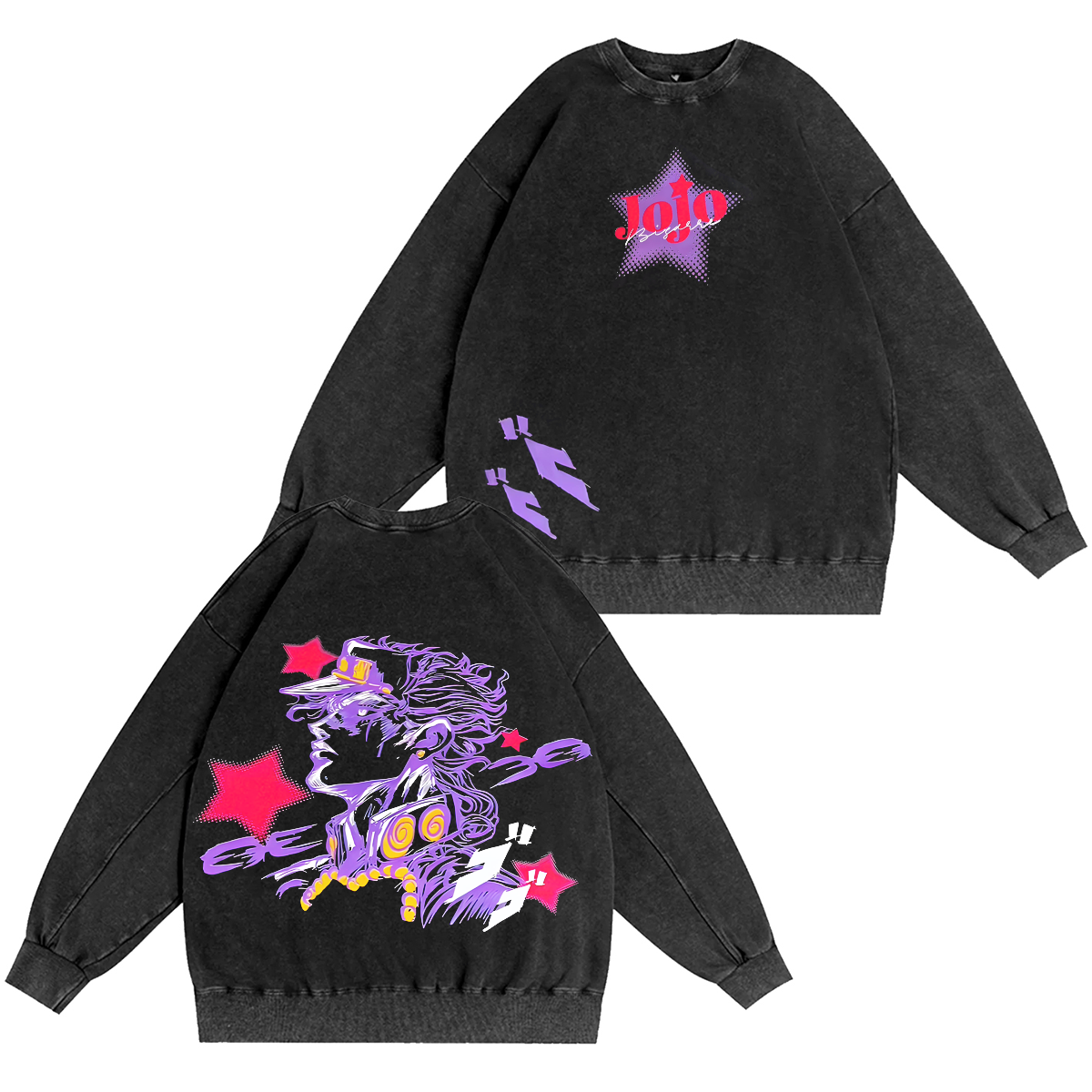 Joestar JoJo¡¯s Bizarre Adventure Double Printed Vintage Oversized Washed T-Shirt/Crewneck/Hoodie