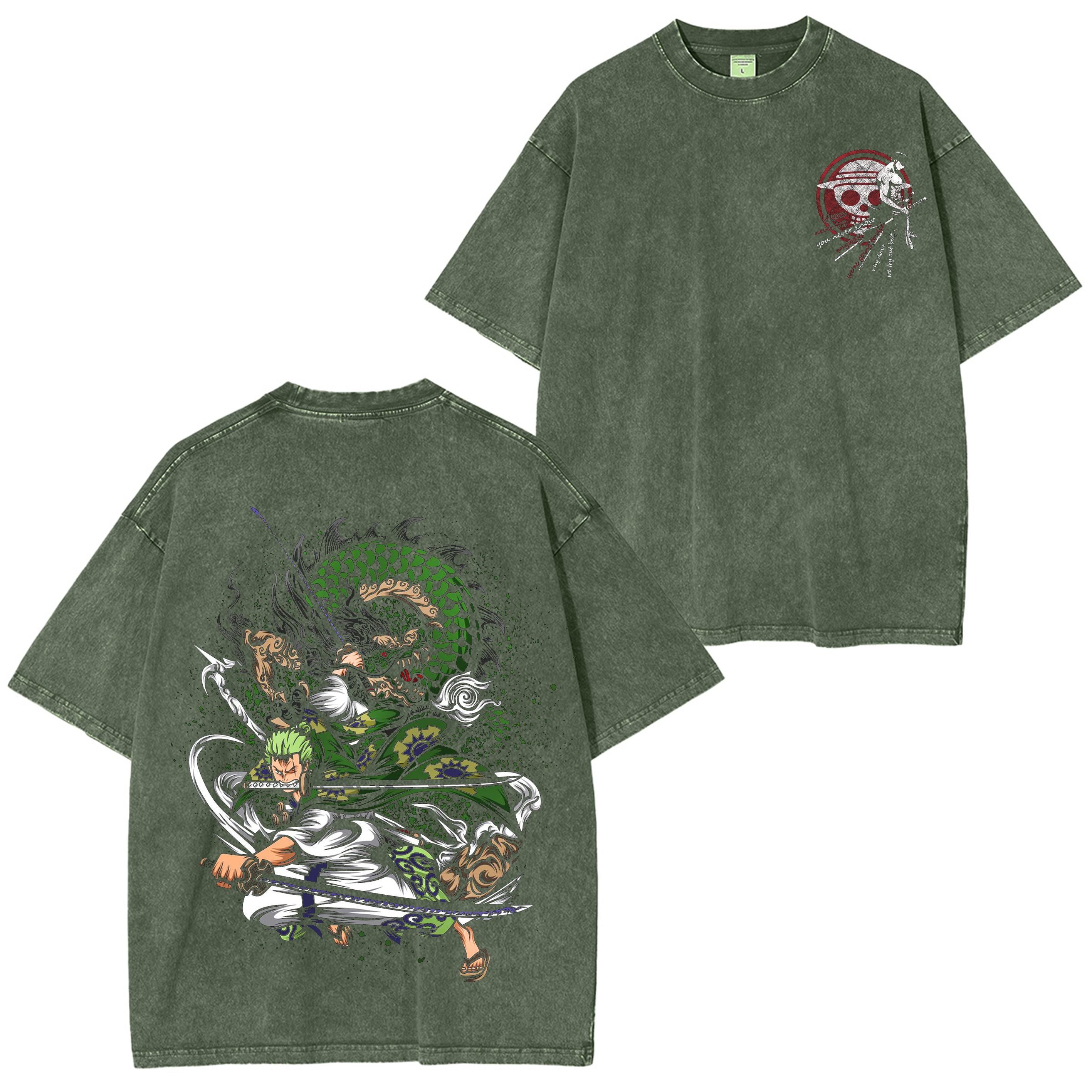 Zoro,One Piece Vintage Anime Washed T-shirt/Crewneck/Hoodie