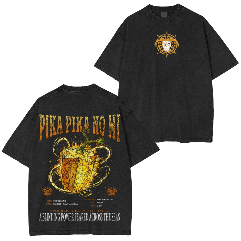 Pika Pika no Mi One Piece Vintage Washed T-shirt/Crewneck/Hoodie
