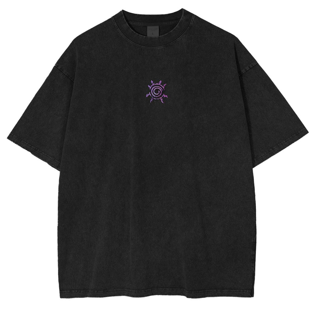 Limited Edition Death Reaper Seal Uzumaki Naruto Anime Double Printed Oversize Lightweight Acid Washed Tee