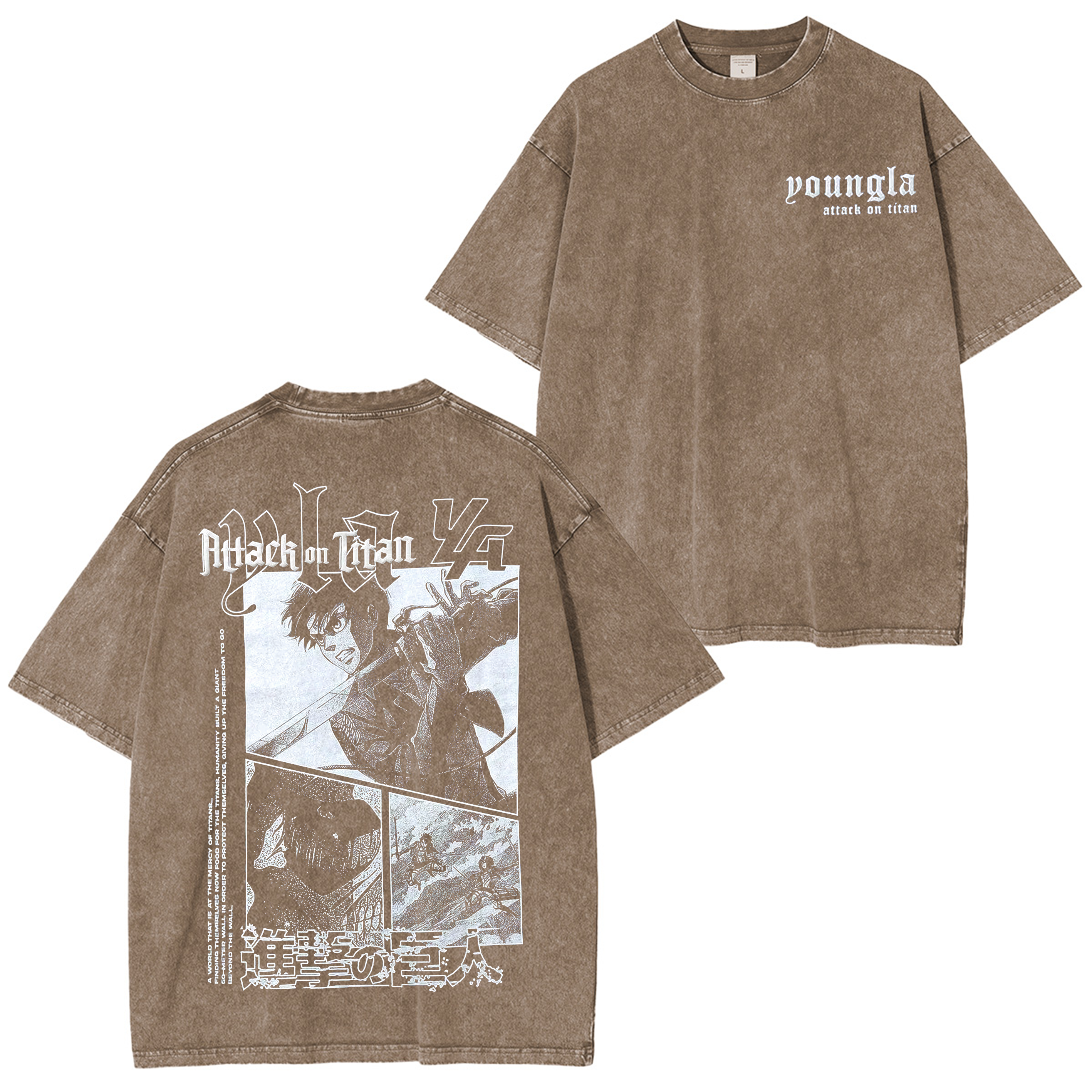 Eren Yeager,Attack on Titan Oversized Anime Washed T-shirt/Crewneck/Hoodie