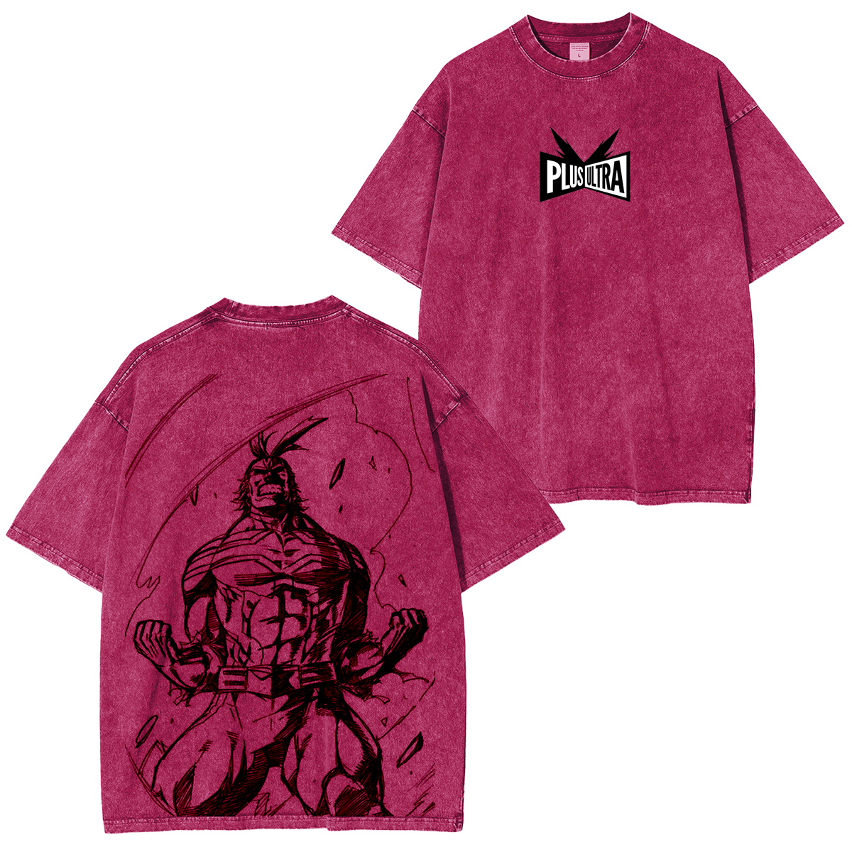 My Hero Academia Double Print Oversize Anime Manga Acid Washed Cotton T-ShirtDouble Print Oversize Anime Manga Acid Washed Cotton T-Shirt