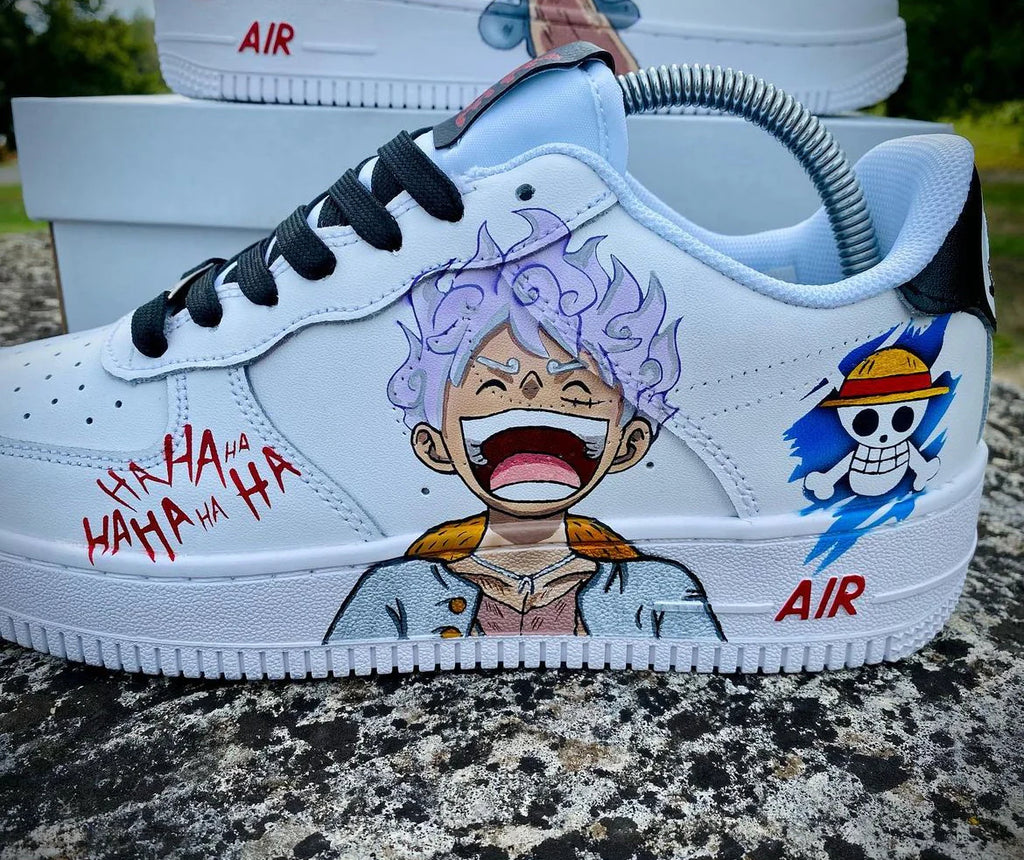 Luffy Gear 5 Custom Titans Style Shoes Hand Painted AIR FORCE 1  Shoes