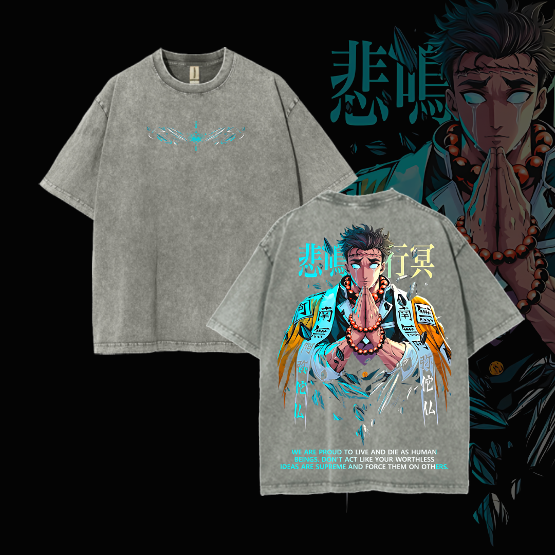 Hashira Demon Slayer Tee – Rengoku,   Giyu, Tengen, Obanai, Gyomei, Mitsuri   Vintage Washed Oversized T-Shirt