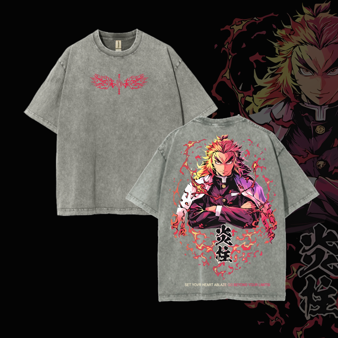 Hashira Demon Slayer Tee a€?Rengoku, Giyu, Tengen, Obanai, Gyomei, Mitsuri Vintage Washed Oversized T-Shirt