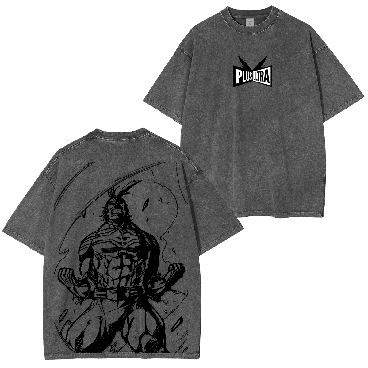 My Hero Academia Double Print Oversize Anime Manga Acid Washed Cotton T-ShirtDouble Print Oversize Anime Manga Acid Washed Cotton T-Shirt