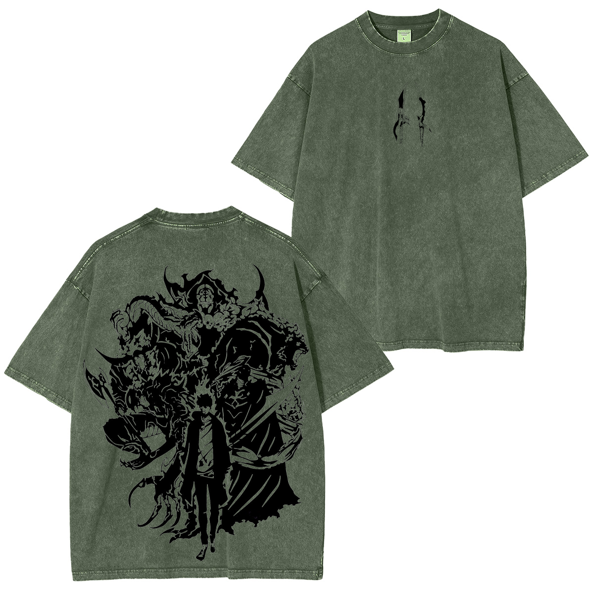 Retro Limited Sung Jin Woo Solo Leveling anime Washed Cotton T-shirt
