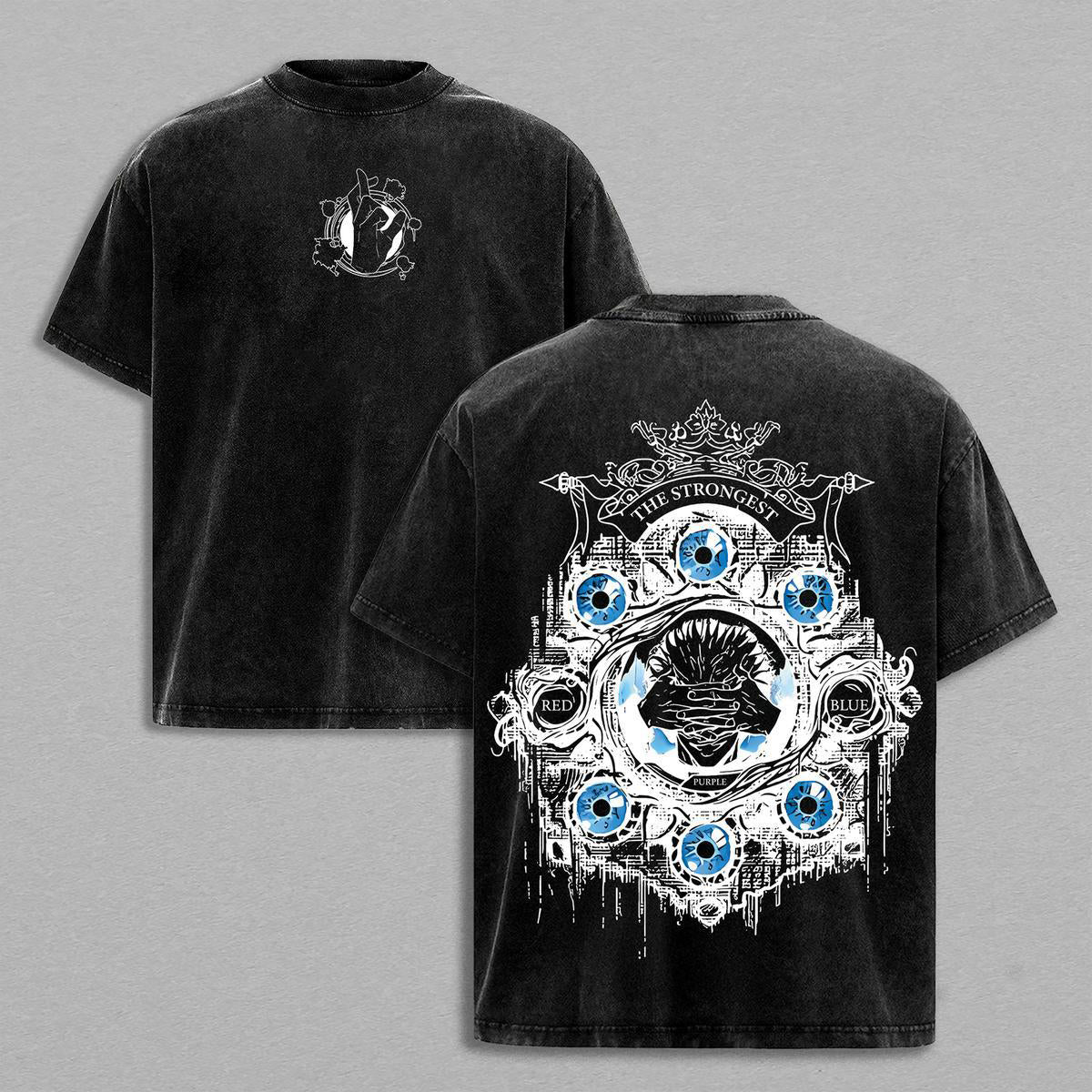 Gojo Satoru Six Eyes Washed Tee ¡§C Jujutsu Kaisen Vintage Oversized Heavy Cotton T-Shirt
