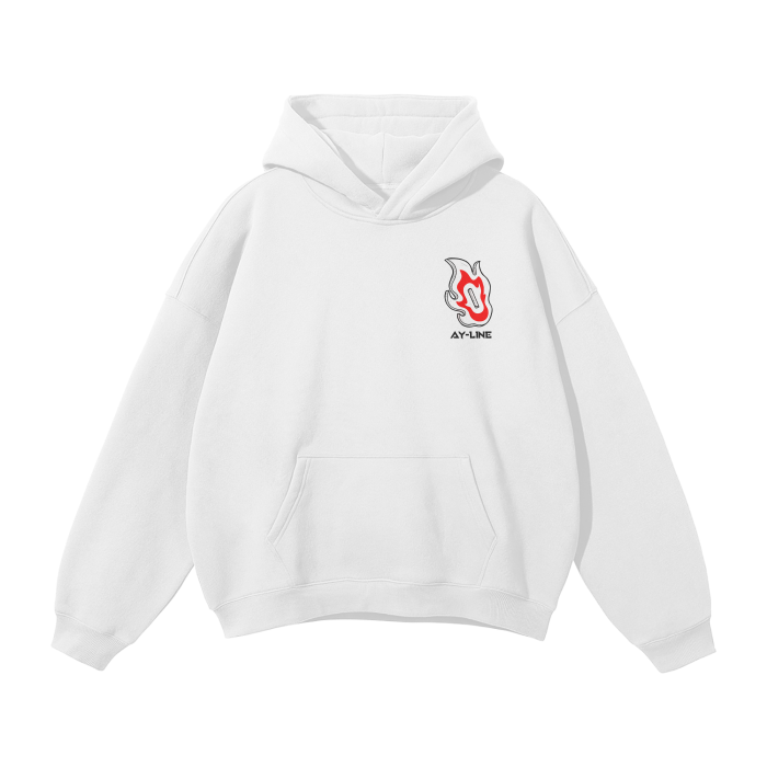 Flame Hashira Graffiti Streetwear Hoodie White