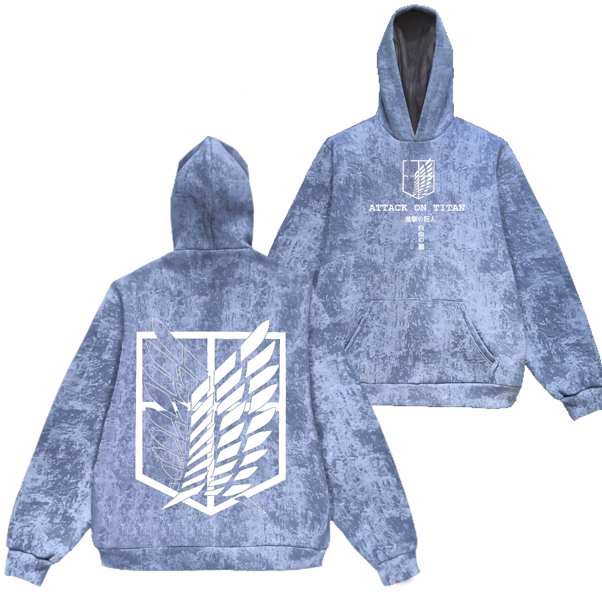Attack On Titan Corps Mikasa Eren Vintage Washed Hooded Sweatshirt