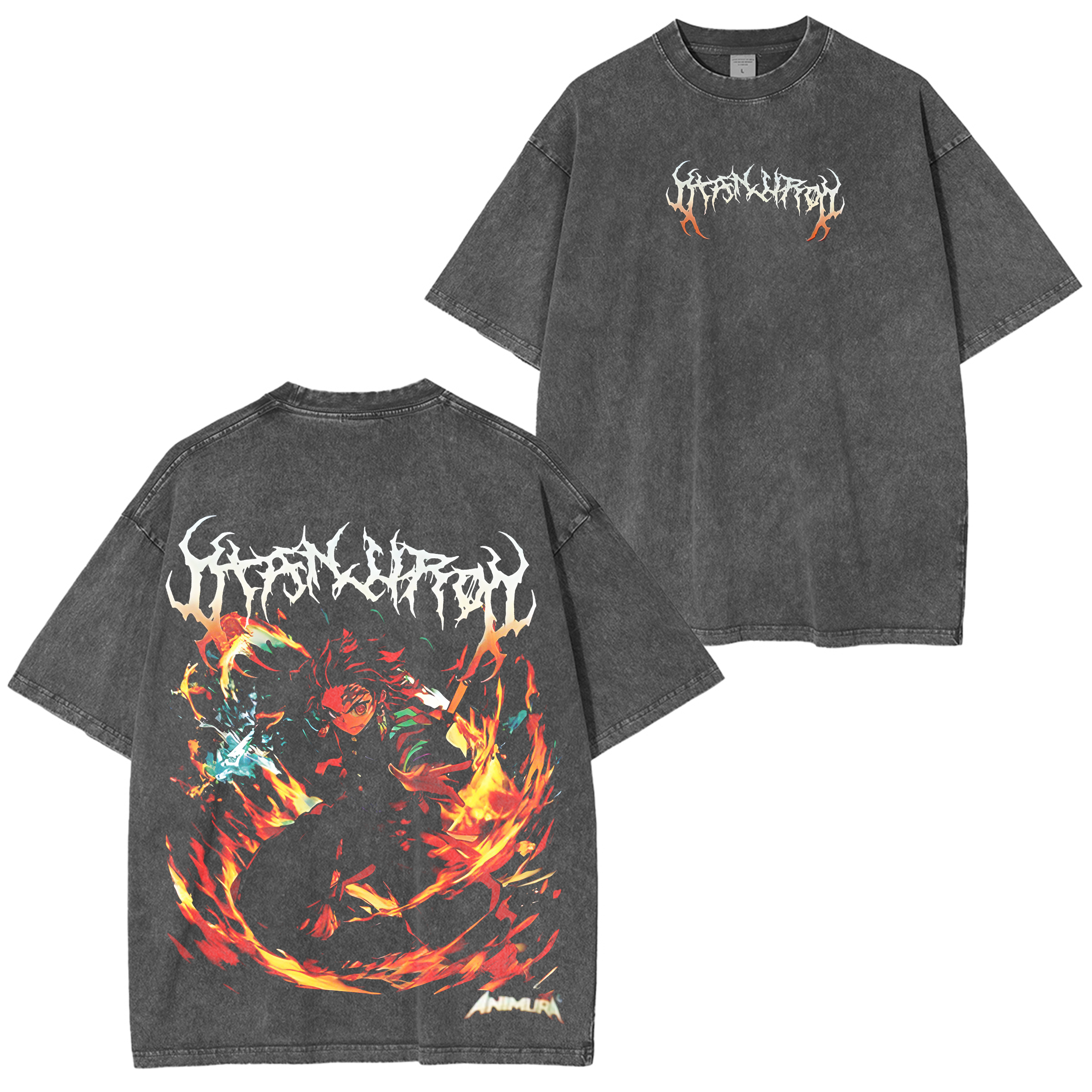 Demon Slayer "Tanjiro" Vintage Unisex Oversize Anime Manga Acid Washed  T-shirts