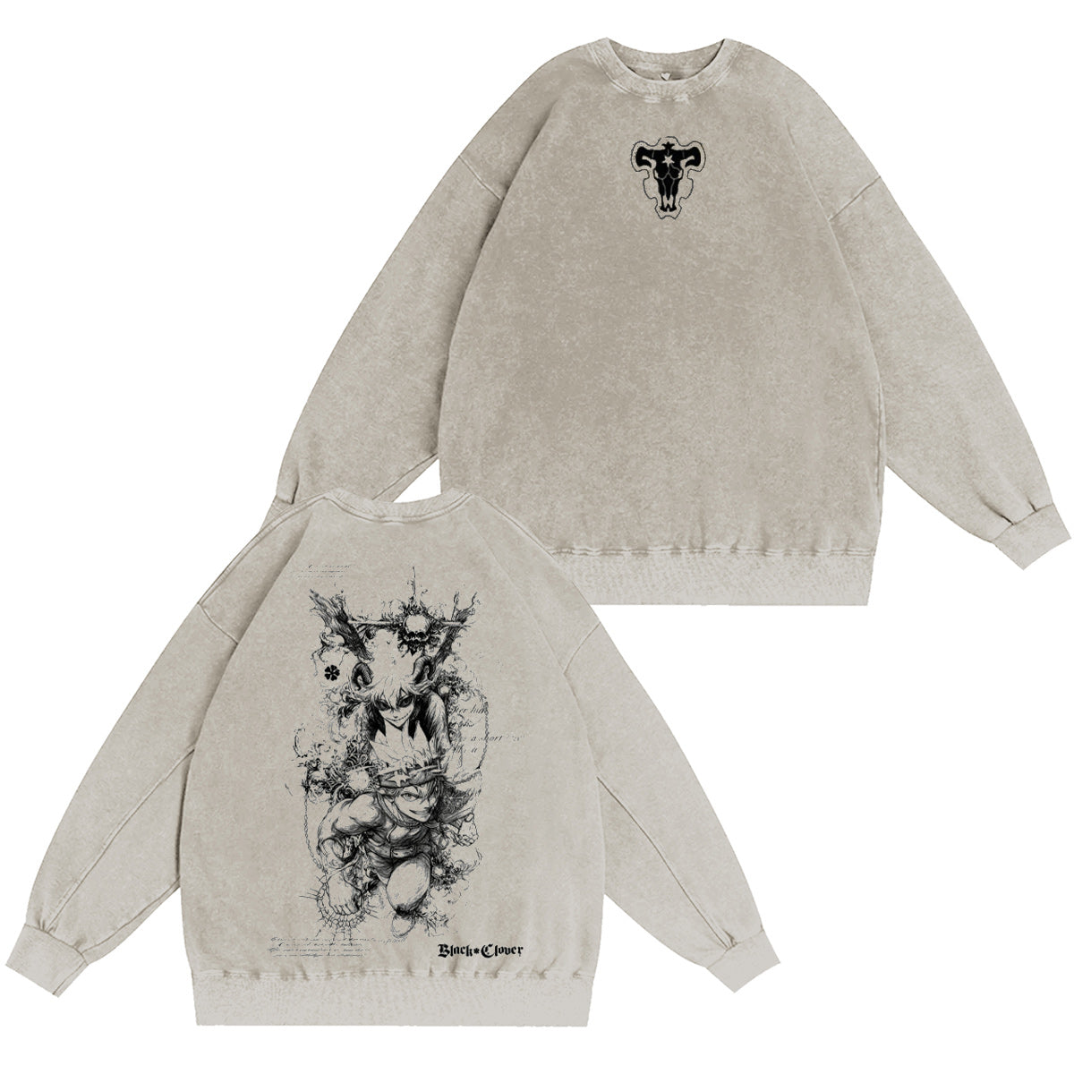 Asta x Black Bulls Black Clover Anime Washed T-shirt/Crewneck/Hoodie