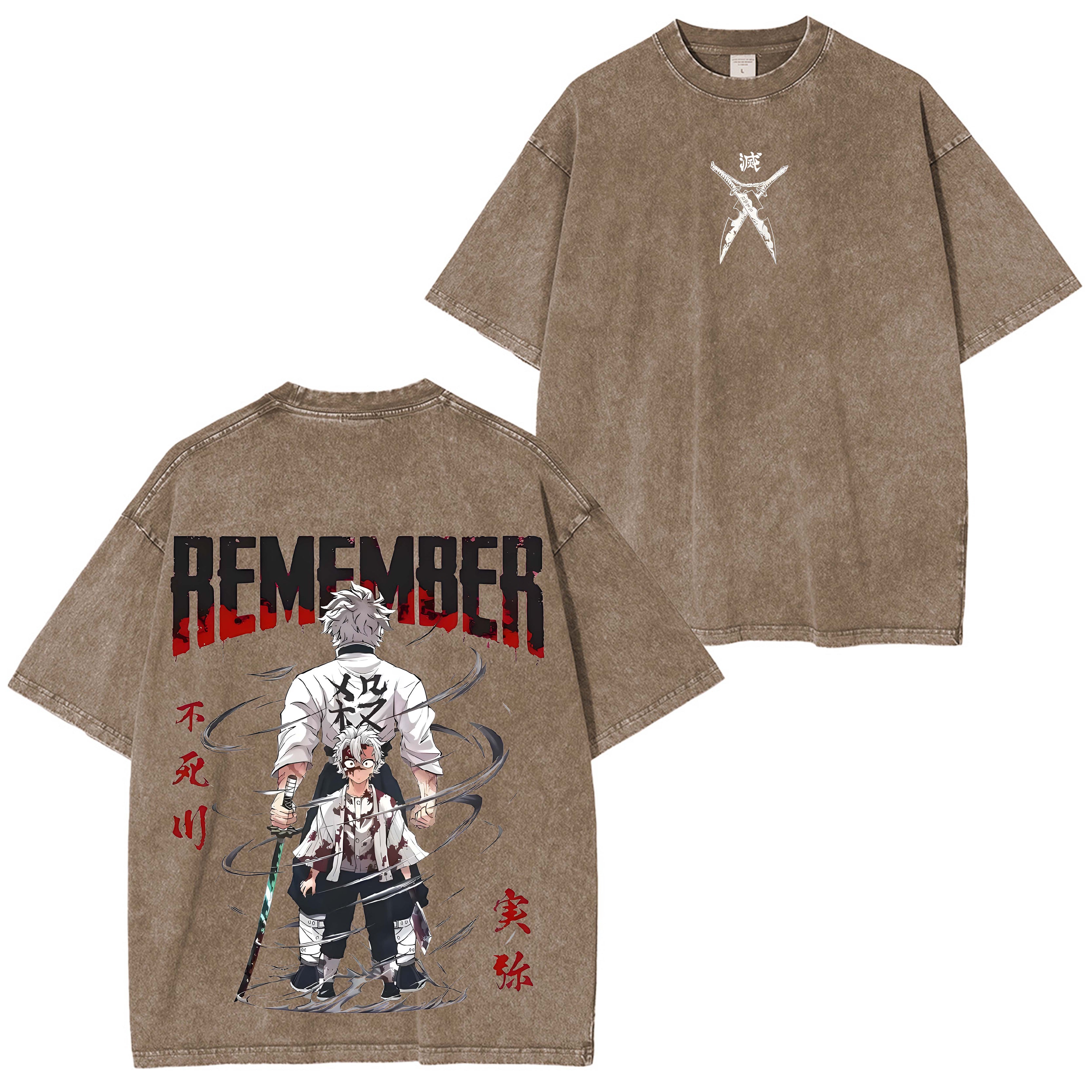 Limited Shinazugawa Sanemi 8.8 Anime Manga Washed Shirts