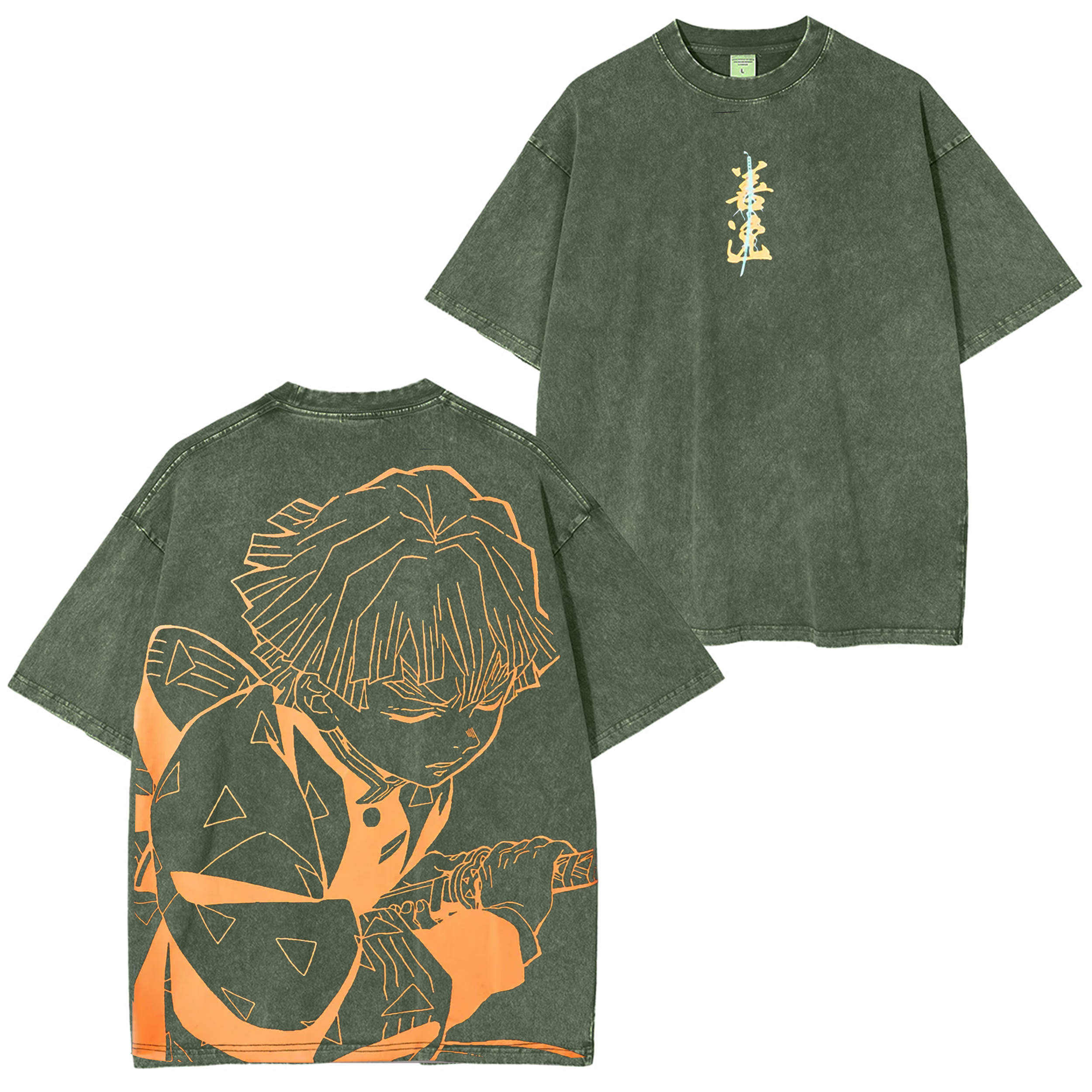 Fashion Anime Demon Slayer Cotton Washed T-shirts