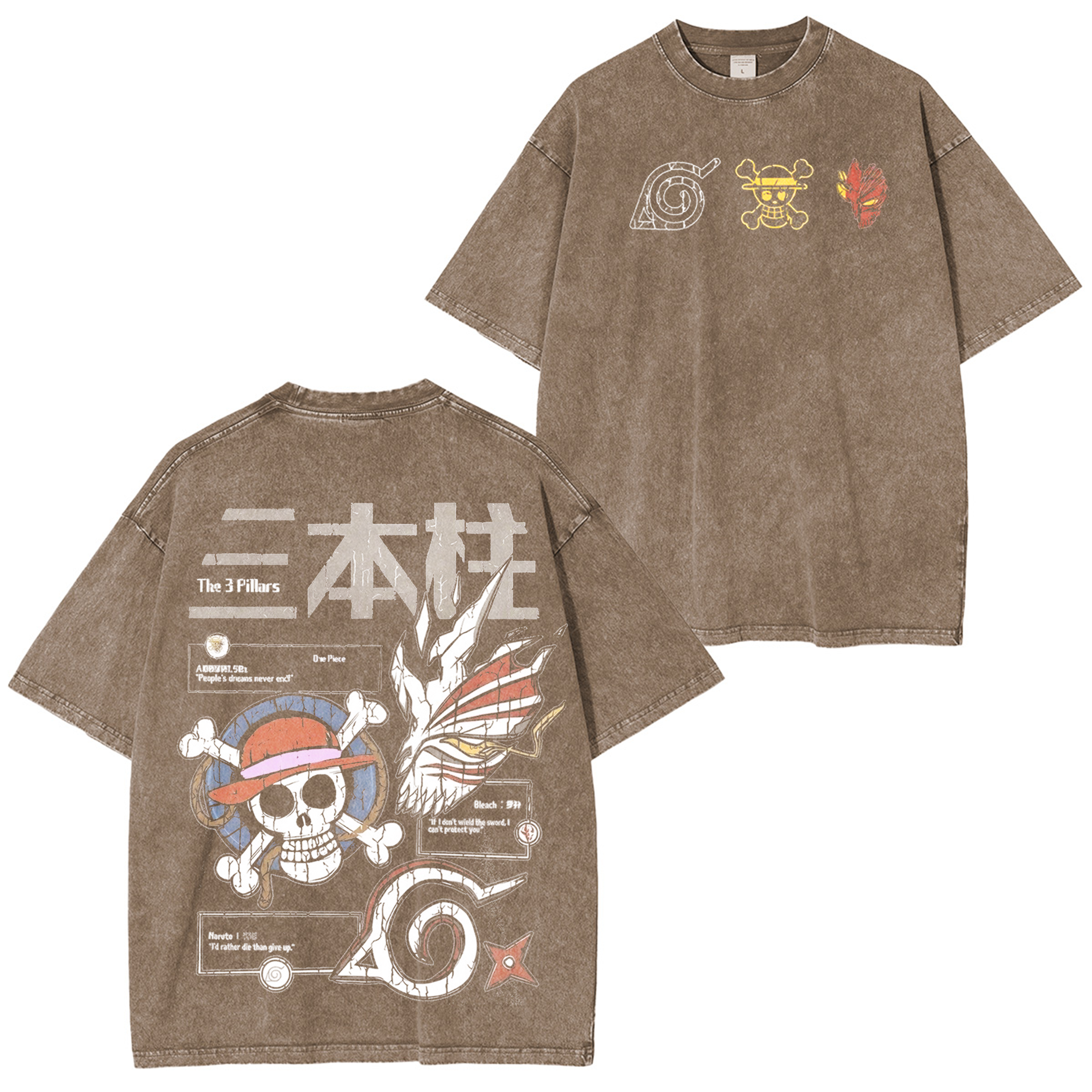 Bleach,One piece, Naruto AnimeWashed T-shirt/Crewneck/Hoodie